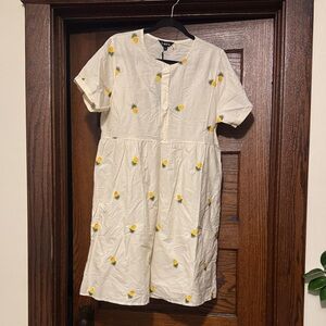 Roolee Ivory Dress with Embroidered Pinneaple Accents